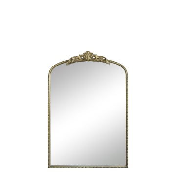 Oglindă de perete din metal cu decor floral, H91x61 cm, finisaj alamă antichizată, „Margot”