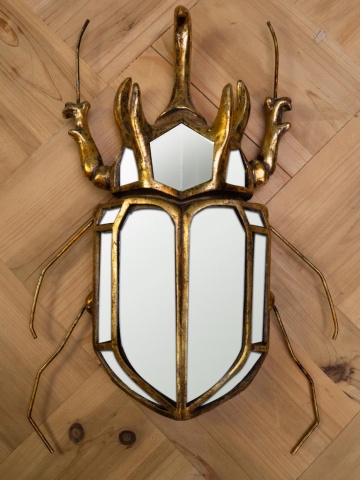 Oglinda decorativa, de perete, din rasina, Rhinoceros beetle - Img 2