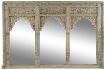 Oglindă decorativă de perete, stil natural rustic, culoare natur, din lemn de tec, „Teak” - Img 2
