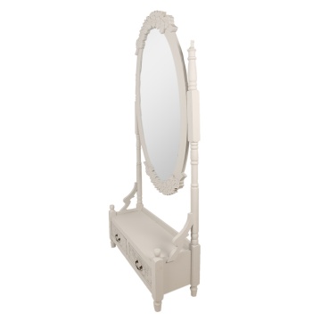 Oglindă verticală gri din lemn, cu două sertare, H180 cm, „Brocante” - Img 3