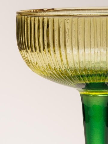 Pahar de cocktail, verde, din sticla, cu picior, H13 cm, Bicolor - Img 3
