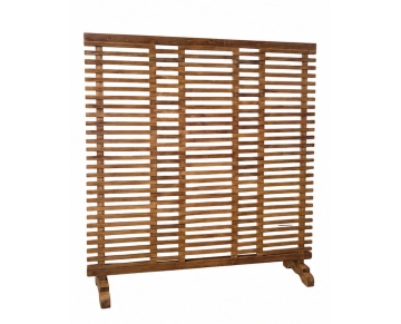 Paravan decorativ din lemn de tec, natur, finisaj natural, 170 x 160 x 25 cm, „Riez”