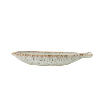 Platou de servire din ceramică artizanală natur în formă de pește, 27×20,5×4 cm, „Fleur" - Img 3