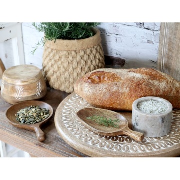 Platou de servire din lemn masiv de mango, design natural, 2x20x10 cm, „Tours" - Img 3