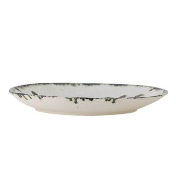 Platou decorativ din ceramică artizanală, alb, cu motiv botanic și bordură decorativă, 44x6 cm, „Hadyn" - Img 4