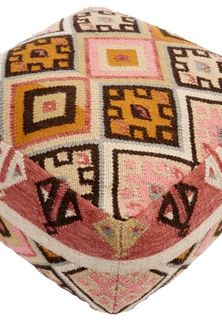 Puf kilim pătrat din lână, multicolor, cu bandă crem pe laturi, țesut manual, 30 x 60 x 60 cm, „Anara” - Img 2
