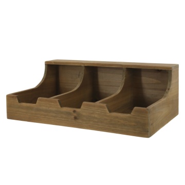 Raft organizator, natur, din lemn masiv, cu 3 compartimente, Gaal