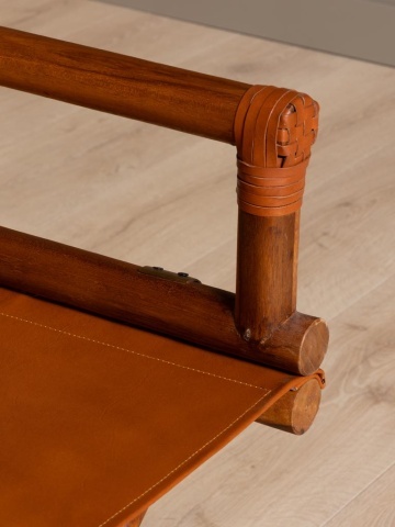Scaun de dining pliabil din piele camel și lemn de tec cu finisaj natural, 92×58×46 cm, înălțime șezut 52 cm, „Explorer" - Img 10