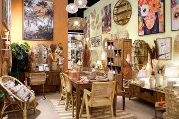 Scaun dining din lemn de tec si rattan, "Teqa" - Img 2
