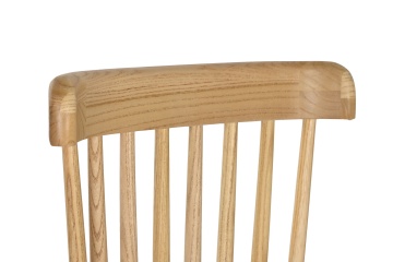 Scaun dining din lemn de ulm, natur, cu spătar înalt din lemn și șezut curbat, finisaj natural, 90 x 45 x 42 cm, „Rosalie” - Img 5