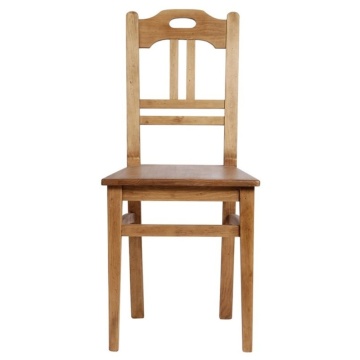Scaun dining din lemn masiv, maro, cu spătar cu decupaj oval și traverse arcuite, finisaj antichizat, 94 x 40 x 41 cm, „Terroir”