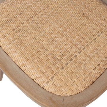 Scaun dining din lemn masiv și răchită, maro, cu spătar în X prins în șuruburi și șezut împletit, finisaj natur, 88 x 42 x 44 cm, „Odile” - Img 4