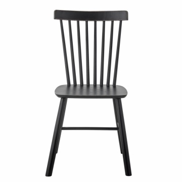 Scaun dining din lemn, negru, cu spătar din opt spițe și traverse în H, finisaj patinat, 92 x 50 x 50 cm, „Mill”