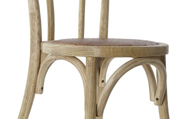 Scaun dining natur din lemn masiv de ulm cu șezut și spătar împletit din rattan, 89x43x44 cm, „Manoir" - Img 5