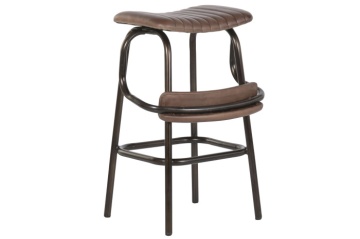 Scaun înalt de bar din metal si piele naturala, stil vintage, "Rotor" - Img 4