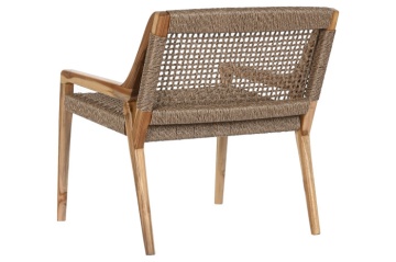 Scaun lounge cu brațe din lemn masiv de teak cu șezut și spătar împletite din fibră naturală, 65×62×72 cm, „Nairobi" | - Img 3