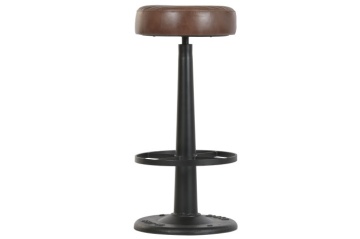 Scaun rotativ de bar din piele naturala si metal, stil industrial, "Rotor" - Img 2