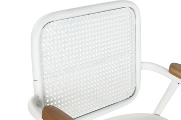 Scaun vintage din metal perforat, finisaj alb antichizat, 51×56×78 cm, „Merej" - Img 7
