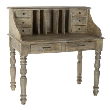 Secrétaire în stil French Provincial, din lemn masiv de mango, cu finisaj vintage, „Voltaire” - Img 2