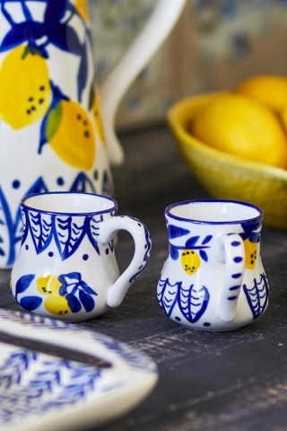 Set 2 cești espresso din ceramică pictate manual, design mediteranean, 6x6.5 cm, „Maxima" - Img 2