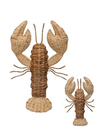 Set 2 decoratiuni de perete, forma de homar, din rattan Lobsters