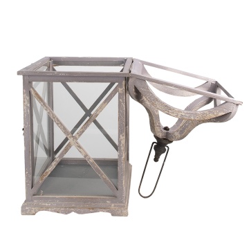 Set 2 felinare gri din lemn, aspect vintage, 73/56 cm - Img 2