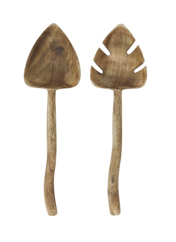 Set 2 linguri pentru salată din lemn de mango sculptat manual, L31 cm, „Mango Salad Set"