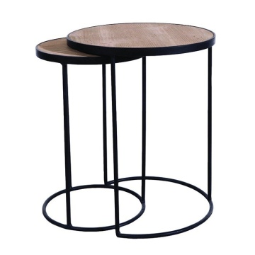 Set 2 masute de cafea, din lemn, D 45 cm, Brooklyn - Img 2
