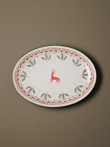 Set 2 platouri rotunde, din ceramica, cu motive de iarna, Frimas - Img 3