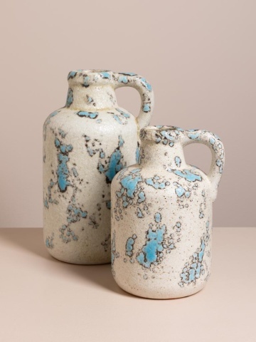 Set 2 vase decorative din ceramica, cu design mediteranean si finisaj antichizat - Img 8