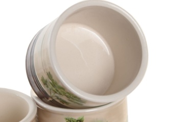 Set 3 ghivece decorative pentru plante aromatice din ceramică, 13,5×13,5×11,5 cm, „Herboria" - Img 4