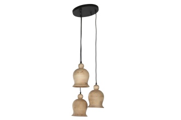 Set 3 lustre suspendate din lemn de mango, negru și natur, 110 x 38 cm, „Creil” - Img 3