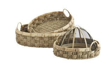 Set 3 tăvi rotunde din iarbă de mare și zambilă de apă, D38–57 cm, „Nassa" - Img 3