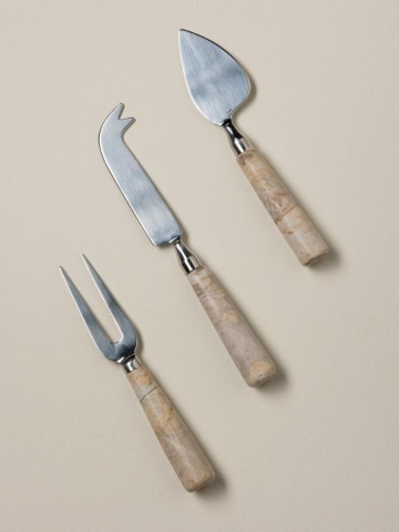 Set 3 ustensile pentru brânzeturi din inox și marmură, 16,5 cm , "Sand" - Img 4