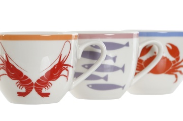 Set cană espresso și farfurioară din porțelan cu motive marine, 90 ml, 8,5×6×5 cm, „Aigua" - Img 3