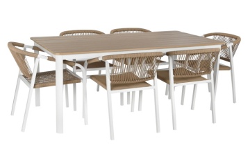 Set dining exterior din aluminiu și rășină, masă + 5 scaune - Img 3