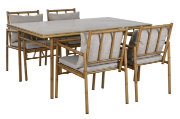 Set dining exterior din aluminiu și stofă, masă și 4 scaune, bej, "Ceylon" - Img 2