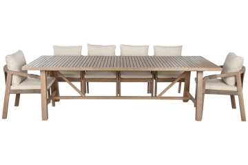 Set dining exterior din lemn de acacia, masă și 10 scaune cu perne și frânghie împletită, 11 piese, finisaj natural, „Roda” - Img 2