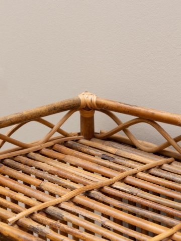 Set dulap și noptieră din ratan, natur, cu 3 uși și 5 rafturi, galerie cu bucle pe blat, 110 x 56 x 38 cm și 54 x 34,5 x 42 cm, „Harmonie” - Img 7