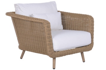 Set lounge exterior din rattan sintetic și structură din aluminiu cu canapea, 2 fotolii, masă și perne, finisaj natural, „Malibu” - Img 4