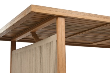 Set mobilier de exterior masa dining si 8 scaune, din lemn de eucalipt și sfoară naturală, 230X100X75 cm - Img 8