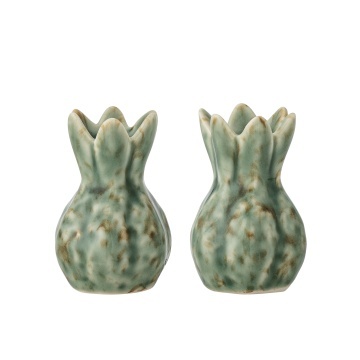 Set solniță și pipernița din ceramică verde cu finisaj texturat, 5×7 cm, „Cyrill"
