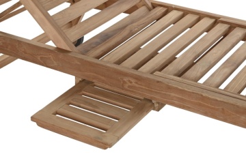 Șezlong exterior din lemn de tec cu roți și spătar reglabil, finisaj natural, „Marino” - Img 6