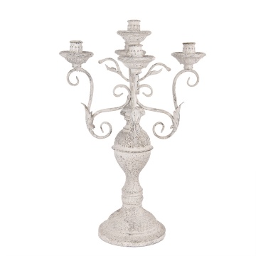 Sfesnic 5 lumanari, alb, din metal, cu aspect vintage, Ø29x58 cm