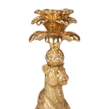 Sfeșnic din polirășină, auriu, model leopard, 23,5 x 9 x 8,5 cm, „Guépard” - Img 3