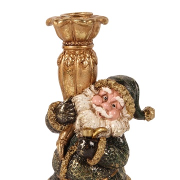 Sfeșnic din polirășină, verde, model Moș Crăciun, 23 x 10 cm, „Nicolas” - Img 4