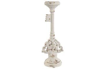 Sfeșnic vintage din rășină, în formă de cheie, 18 x 18 x 50 cm, alb antichizat, „Candle Holder Key"