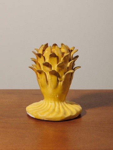 Suport lumanare galben din ceramica H14.5cm Artichoke - Img 2