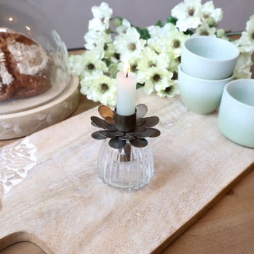 Suport pentru lumanare, din metal, H7cm, Flower - Img 2