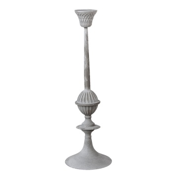 Suport pentru lumanare, gri, din metal, aspect vintage, Ø15x50 cm